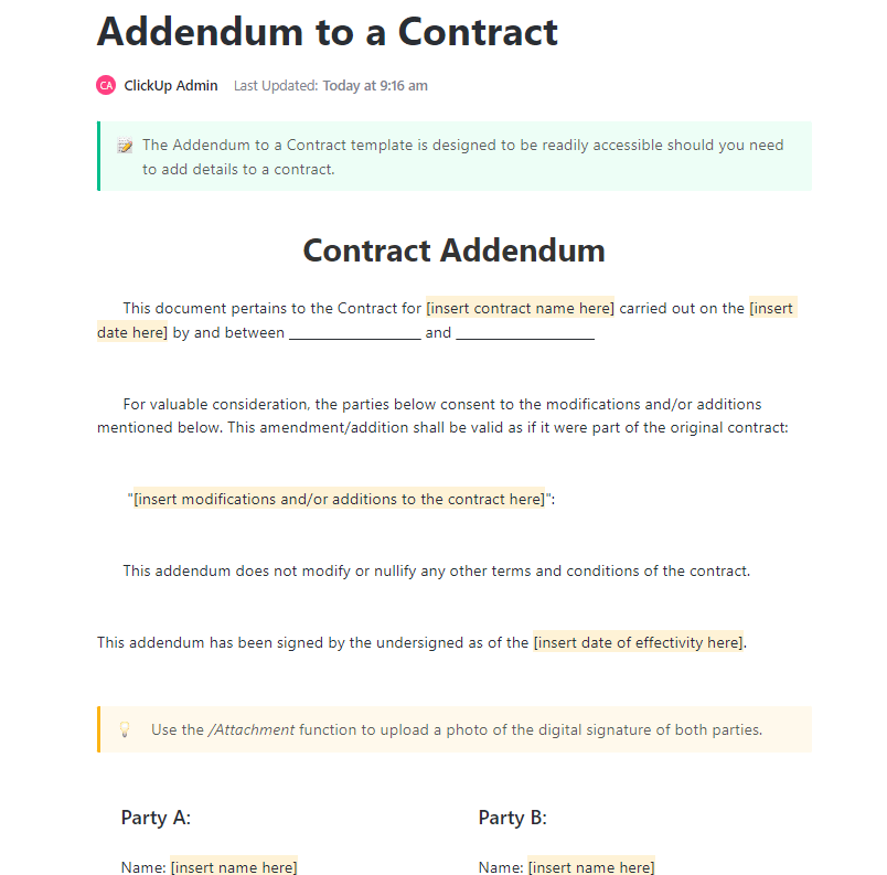 Free Contract Addendum Templates to Update Existing Agreements
